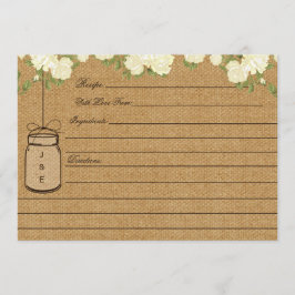 Burlapバラ素朴ブライダルシャワーレシピカード