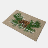 Burlapパタカスタムーンで歓迎されるフェイク名 ドアマット (アングル)