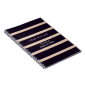 Burlapパターン黒いストライプ背景 ノートブック (右側)