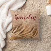 BurlapパーソナライズされたサックカントリーR上の枕小麦 クッション (ブランケット)