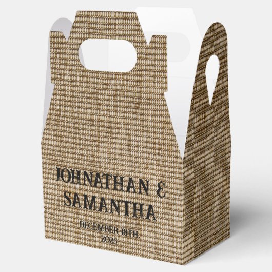 Burlapパーソナライズされた自然お気に入りボックス – 素朴 フェイバーボックス (オープン)