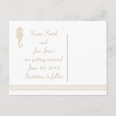 Burlapビーチレースとシェルで日付を保存 案内ポストカード (裏面)