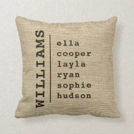 BURLAPファミリー名CHILDREN名Kidsスクリプト クッション