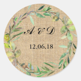 BurlapフローラライトRound 結婚's Label ラウンドシール