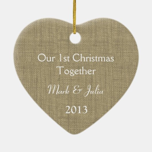 BurlapプリントフォトフレームとBow セラミックオーナメント (裏面)