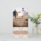 Burlapプリントレース結婚の感謝のフォトカード サンキューカード