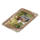 Burlapラ素朴イ結婚ントレース日付を保存 マグネット (左側)