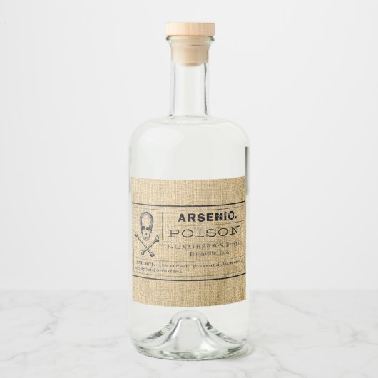 Burlapリキュールのヒ素ボトルラベル リキュールボトルラベル (正面)