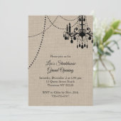 Burlapレストラングランドオープニングとシャンデリア 招待状 (スタンド正面)
