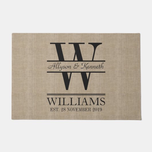 Burlapロゴ記念日の作成 ドアマット (正面)