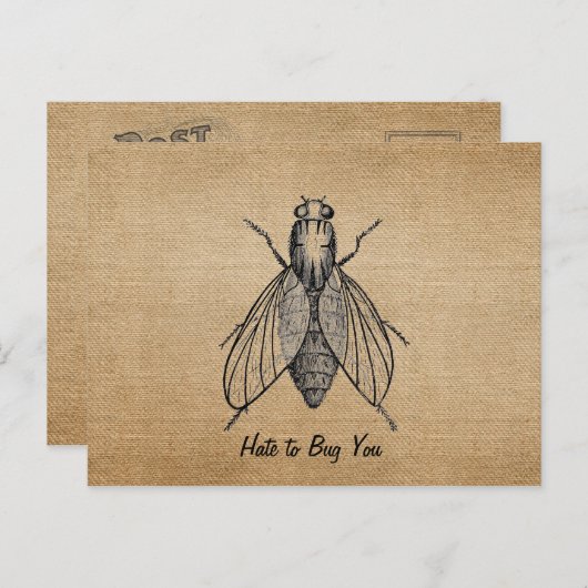BurlapヴィンテージがBug You Flyを嫌う ポストカード (正面/裏面)