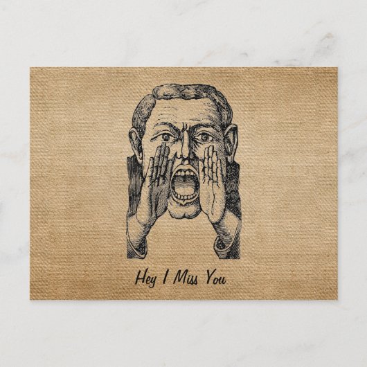 Burlapヴィンテージ叫び声I恋しく思ユーハガキ ポストカード (正面)