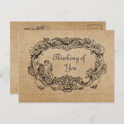 Burlapヴィンテージ考えフレームのYouポストカード ポストカード (正面/裏面)