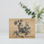 Burlapヴィンテージ花瓶考えの花 ポストカード (スタンド正面)