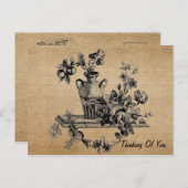 Burlapヴィンテージ花瓶考えの花 ポストカード (正面/裏面)