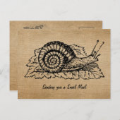 Burlapヴィンテージ送信カタツムリ ポストカード (正面/裏面)