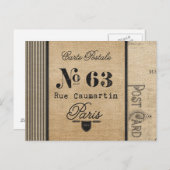 Burlapヴィンテージ送料フランスの国 ポストカード (正面/裏面)