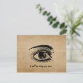 BurlapヴィンテージSeaing You Soon Eye ポストカード (スタンド正面)