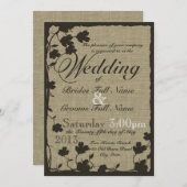 Burlap上のDogwoodシルエット 招待状 (正面/裏面)