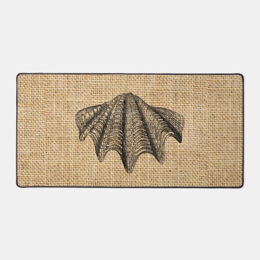 Burlap写真素朴イメージシーシェルデザイン デスクマット (正面)