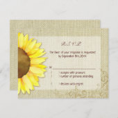 Burlap水彩ひまわりウェディングRSVP 出欠カード (正面/裏面)