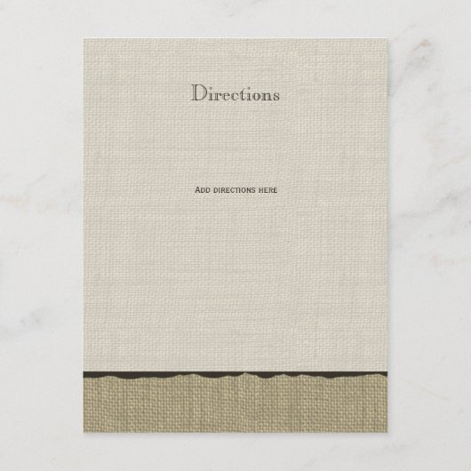 Burlap素朴およびBow Direction Infoカード エンクロージャーカード (裏面)