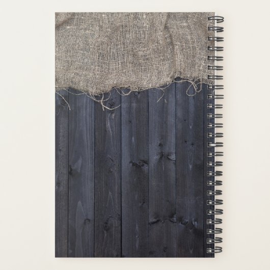 Burlap素朴とWood引用文と名前 プランナー手帳 (裏面)
