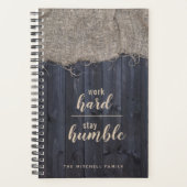 Burlap素朴とWood引用文と名前 プランナー手帳 (正面)