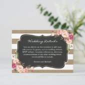 Burlap素朴ストライプフローラ結婚詳細情報 エンクロージャーカード (スタンド正面)