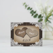 Burlap素朴ハートRSVPポストカードミール選択 インビテーションポストカード (スタンド正面)