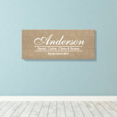 Burlap素朴ファミリーが確立したファミリーネームサイン キャンバスプリント (インサイチュ (ウッドフロア))