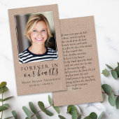 Burlap素朴フォト葬儀祈りの言葉カード