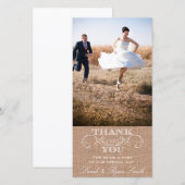 Burlap素朴プリント結婚のThank You Photo Card サンキューカード (正面/裏面)