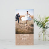 Burlap素朴プリント結婚のThank You Photo Card サンキューカード (スタンド正面)