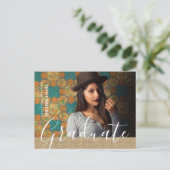 Burlap素朴写真卒業 インビテーションポストカード (スタンド正面)