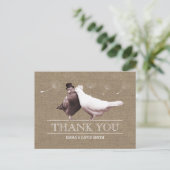 Burlap素朴 Love Birds Thank You ポストカード (スタンド正面)