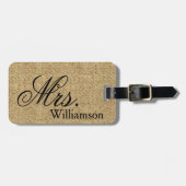 Burlap素朴 Mrsトラベル荷物タグ新しく結婚 ラゲッジタグ (正面横)