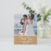 Burlap素朴Thank You's 結婚 Postcard ポストカード (スタンド正面)