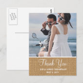 Burlap素朴Thank You's 結婚 Postcard ポストカード (正面/裏面)