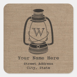 Burlap インスパイア Monogram Lantern Addressステッカー スクエアシール