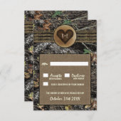 Burlap +彫りハート迷彩柄結婚式RSVPカード 出欠カード (正面/裏面)