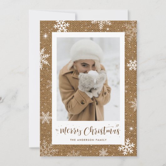 Burlap 素朴 One Photo Crismas Card シーズンカード (正面)