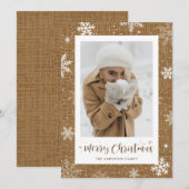 Burlap 素朴 One Photo Crismas Card シーズンカード (正面/裏面)