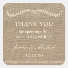 Burlap and Laceのステッ結婚クを感謝していお気に入り スクエアシール