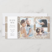 Burlap and Lace Photo's 結婚 Thank You サンキューカード (正面)