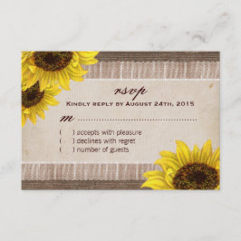 Burlap and Lace, Sunflower RSVPカード