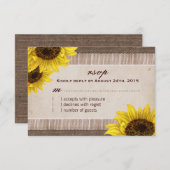 Burlap and Lace, Sunflower RSVPカード (正面/裏面)