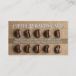 Burlap Bean Coffee Shop Rewards Loyalty Punch Card 名刺