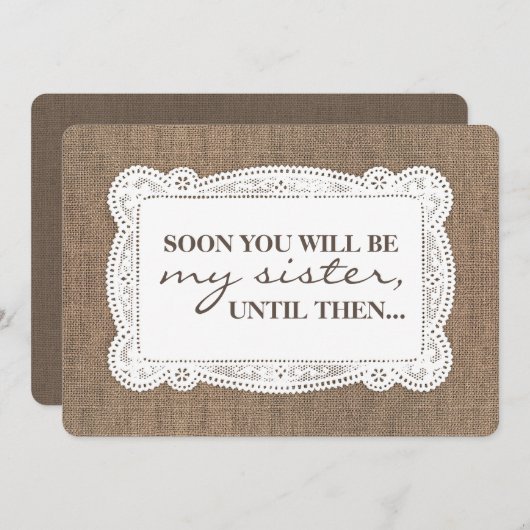 Burlap Bridesmaid /素朴メイド・オブ・オーナー（花嫁付き添い人）提案 招待状 (正面/裏面)