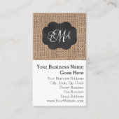Burlap Chalkboard Look Triple モノグラムの Script 名刺 (正面)